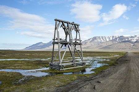 Cableway from abandoned coal mine in Adventdalen to Longyearbyen, Svalbard