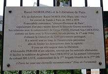 A commemorative plaque of Raoul Nordlin