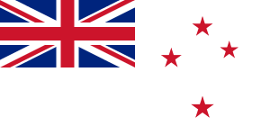 New Zealand Flag with white background and red stars
