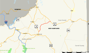 Map of New Hampshire Route 115