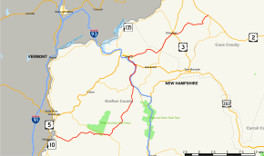 Map of New Hampshire Route 116