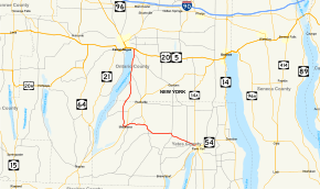 Map of New York State Route 364