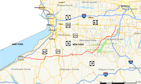 Map of New York State Route 39