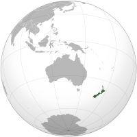 The location of New Zealand on a globe