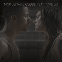 The single's two artists, Nick Jonas and Tove Lo, stare at each other, both sweaty and appear to be emotional over an issue