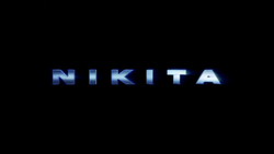 The show title "Nikita" in blue block capitals on a black background