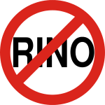 The word "RINO" inside a circle, with a red slash indicating negation