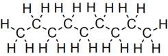Skeletal formula of nonane with all implicit carbons shown, and all explicit hydrogens added