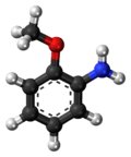 Ball-and-stick model of the o-anisidine molecule