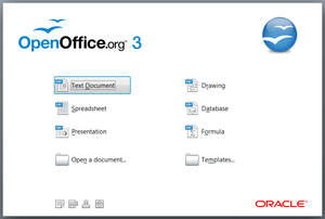 The Start Center from OpenOffice.org v3.2.1