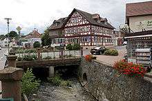The Modau running through the town of Ober-Ramstadt.