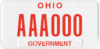 Government vehicle license plate used in Ohio