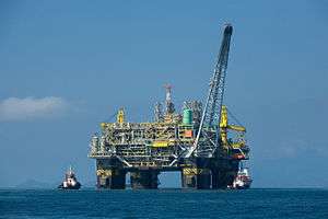 An oil platform in the Atlantic Ocean.