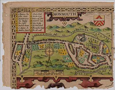 1610 Map of Monmouth by John Speed, roll over the image to link to the places lifted