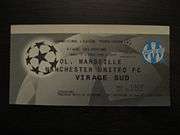 Ticket from Marseille vs. Manchester United, 1999