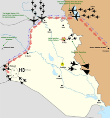A map of Iraq showing the aircraft involved and their route.