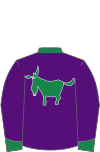 Purple silks with green trimmings and a green donkey emblem
