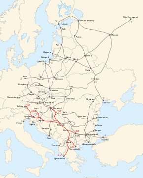 Pan-European Corridor X runs across southern Eastern Europe from Austria to Greece