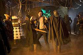 Auton legionaries leading the Doctor towards the Pandorica, as well as representatives of the Daleks, the Hoix, the Cybermen and the Judoon participating in the alliance's plan to imprison the Doctor.