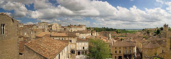 A panoramic view of the town of St Emilion, France.