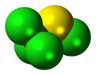 Space-filling model of the perchloromethyl mercaptan molecule
