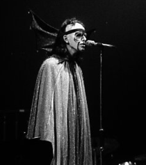 Peter Gabriel, of Genesis, performs in costume