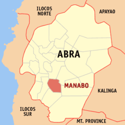 Map of Abra showing the location of Manabo