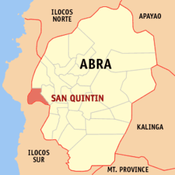 Map of Abra showing the location of San Quintin