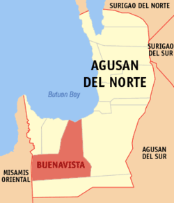 Map of Agusan del Norte with Buenavista highlighted