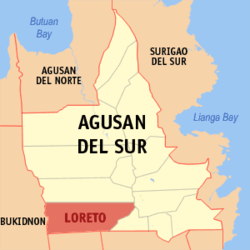 Map of Agusan del Sur with Loreto highlighted