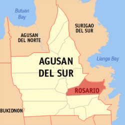 Map of Agusan del Sur with Rosario highlighted