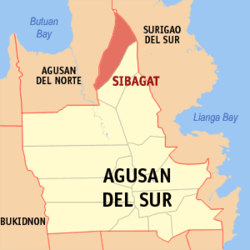 Map of Agusan del Sur with Sibagat highlighted