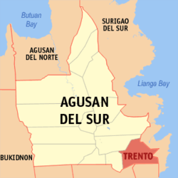 Map of Agusan del Sur with Trento highlighted