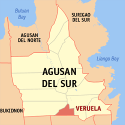 Map of Agusan del Sur with Veruela highlighted