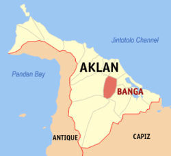 Map of Aklan showing the location of Banga