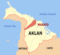 Map of Aklan with Makato highlighted