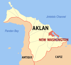 Map of Aklan showing the location of New Washington