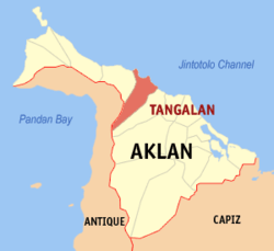 Map of Aklan with Tangalan highlighted