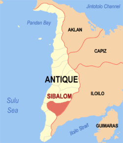 Map of Antique with Sibalom highlighted