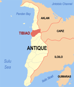 Map of Antique with Tibiao highlighted