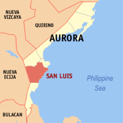 Map of Aurora showing the location of San Luis