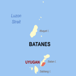 Map of Batanes showing the location of Uyugan