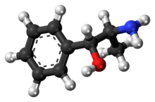 Ball-and-stick model of the phenylpropanolamine molecule