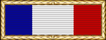 Vertical tricolor ribbon (blue, white, red) with gold border