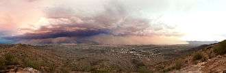 photo of a dust storm, called a haboob, sweeping in over the city of phoenix