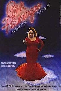 A drag queen stands center stage, holding a gun as the title is above her, with the tagline "An exercise in poor taste"