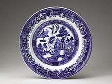 A plate with a blue willow pattern like Janey Larkin's