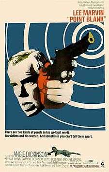 The poster features an image of Lee Marvin's face beside a hand holding a gun with ripples of white radiating from the gun barrel. The image is tinted various areas with shades of green, red, and blue. The tagline reads, "There are only two kinds of people in his up-tight world: his victims and his women. And sometimes you can't tell them apart."