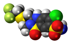 Space-filling model of the polythiazide molecule