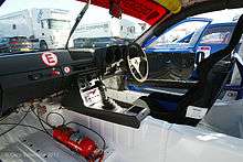 Interior photo of a race-prepared Porsche 924